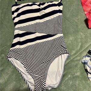 Anne Cole Striped One Piece Swimsuit - Navy and White#4